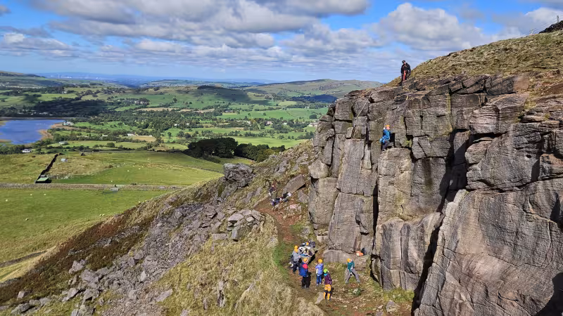 Outdoor climbing in the Peak District.